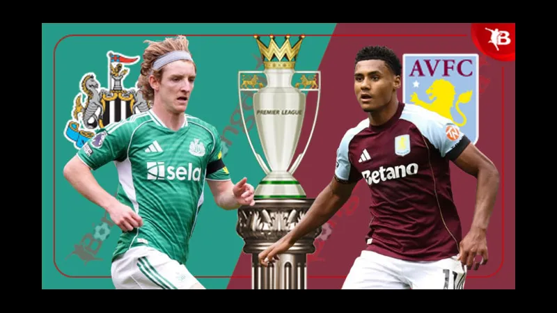 Cầu thủ Newcastle và Aston Villa tranh chấp bóng trên sân Cầu thủ Newcastle và Aston Villa tranh chấp bóng trên sân